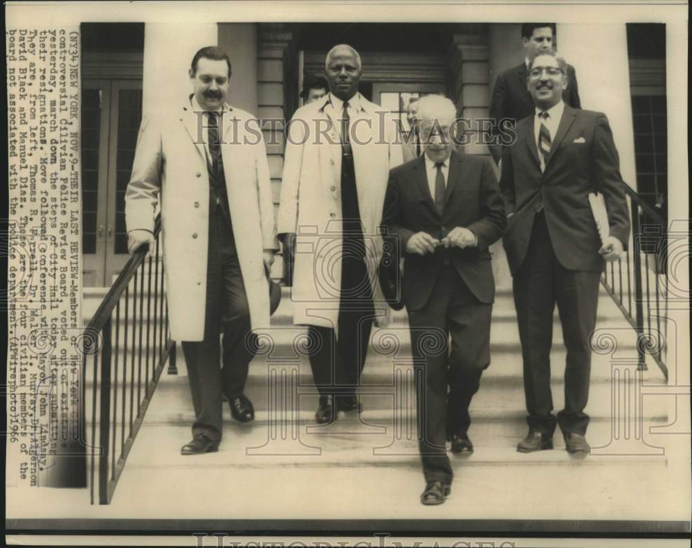 1966 Press Photo New York&#39;s Police Review Board members leave City Hall