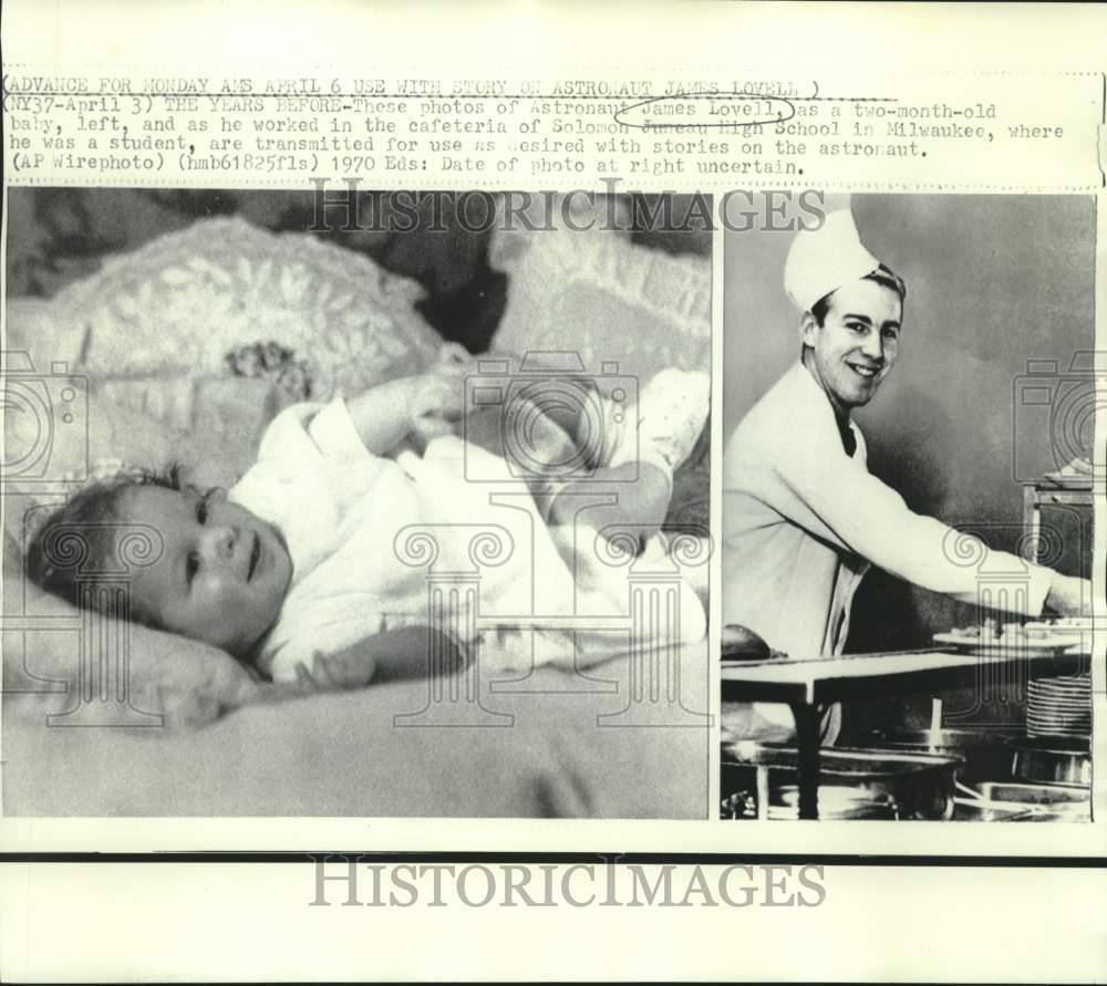 Press Photo Undated photos of astronaut James Lovell as infant and student