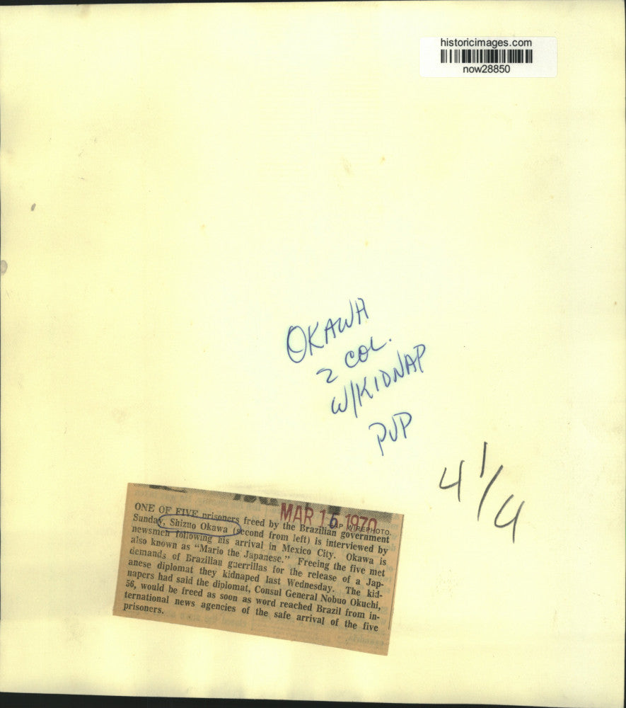 1970 Press Photo Freed Brazilian prisoner Shizno Okawa at Mexico news conference