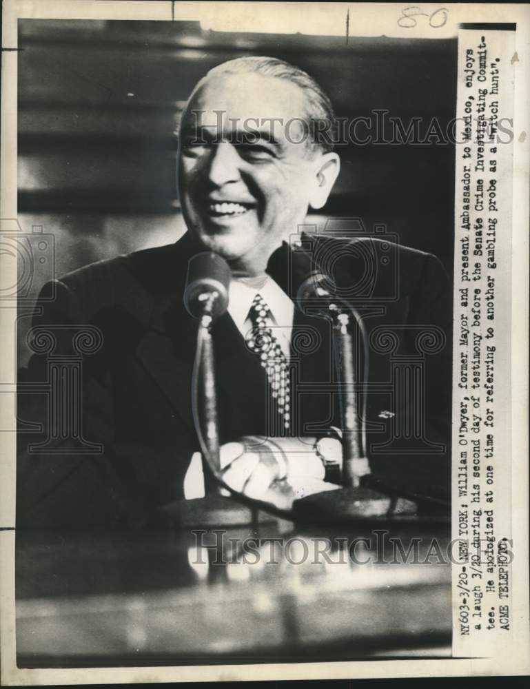 1951 Press Photo William O&#39;Dwyer testifies at Senate Crime Investigation in NY
