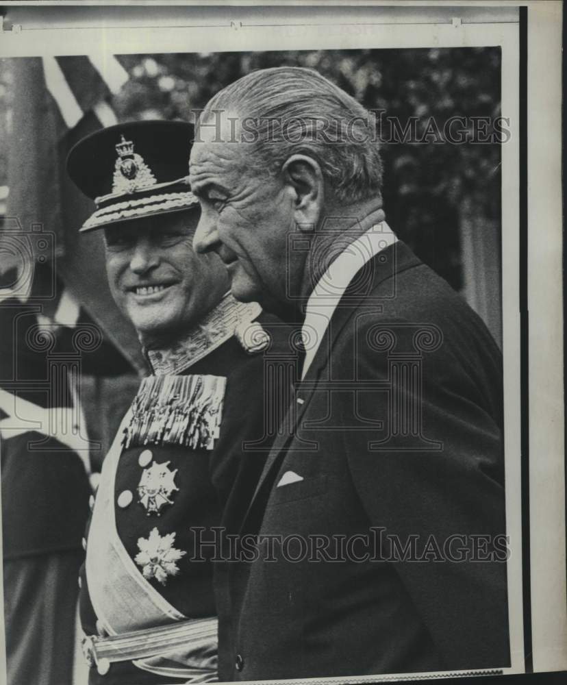 1968 Press Photo Norway&#39;s King Olav V and President Johnson at White House