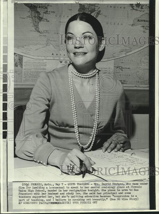 1970 Press Photo Phoenix high school teacher Montano quits teaching to study law