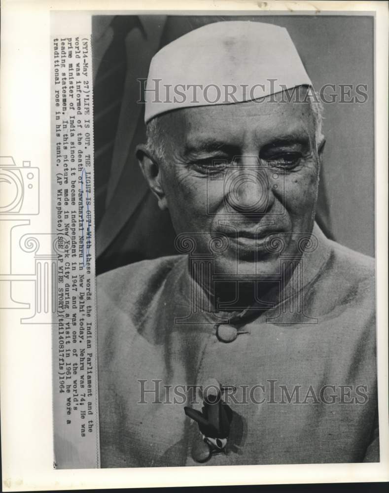 1961 Press Photo India&#39;s Prime Minister Jawaharlal Nehru during NY visit.