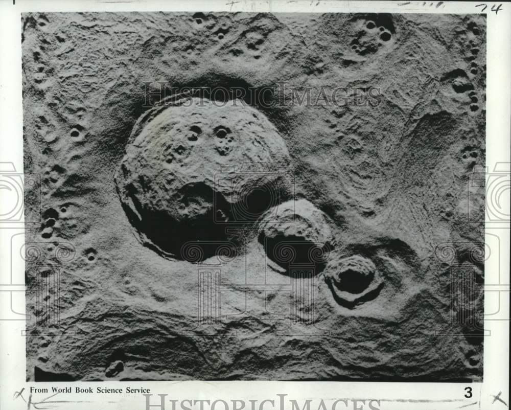 1970 Press Photo Dr. Mills' triple crater resembles moon's crater Thebit