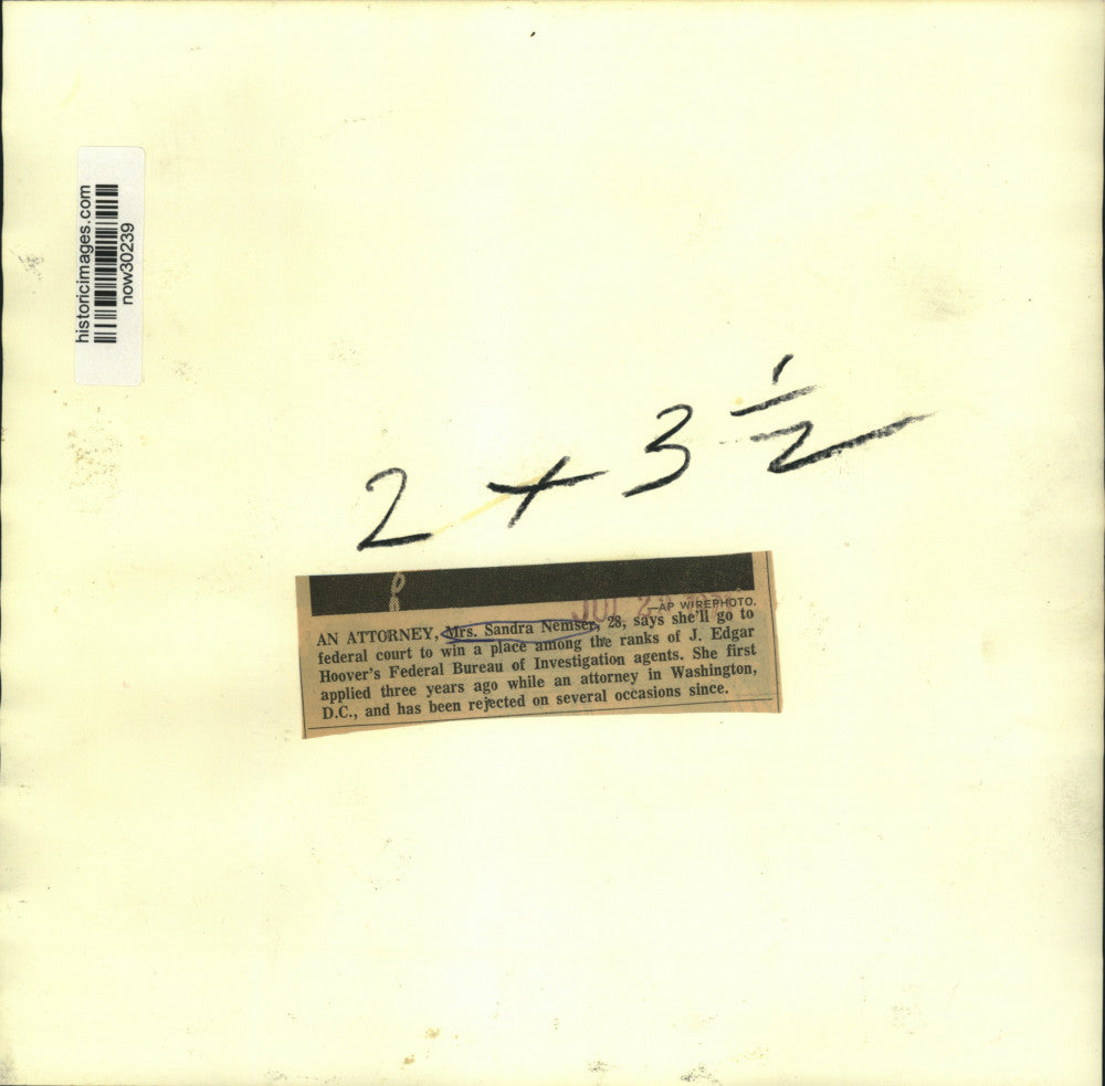 1971 Press Photo Rejected FBI applicant, attorney Sandra Nemser - now30239