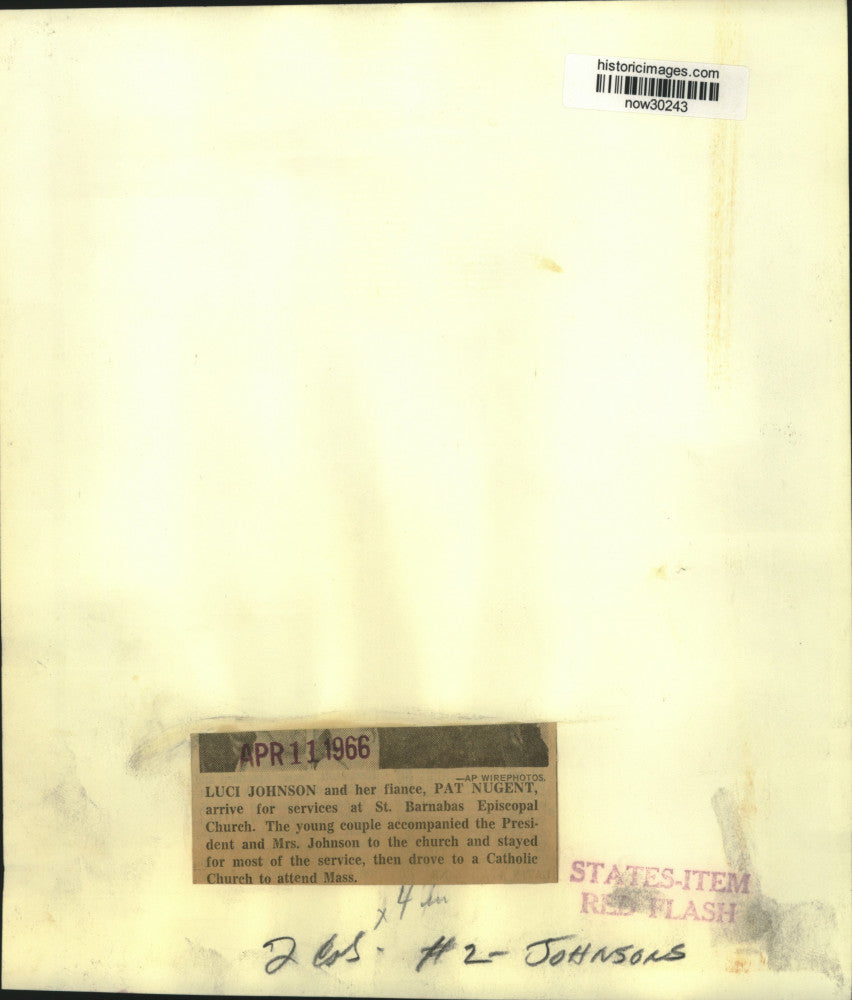 1966 Press Photo Luci Johnson and Pat Nugent arrive at St. Barnabas Episcopal