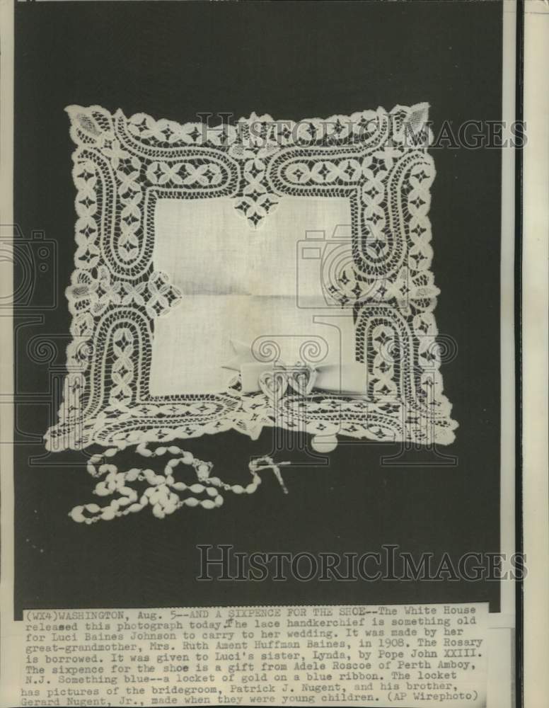 Load image into Gallery viewer, 1966 Press Photo Luci Johnson's old, new, borrowed and blue for wedding
