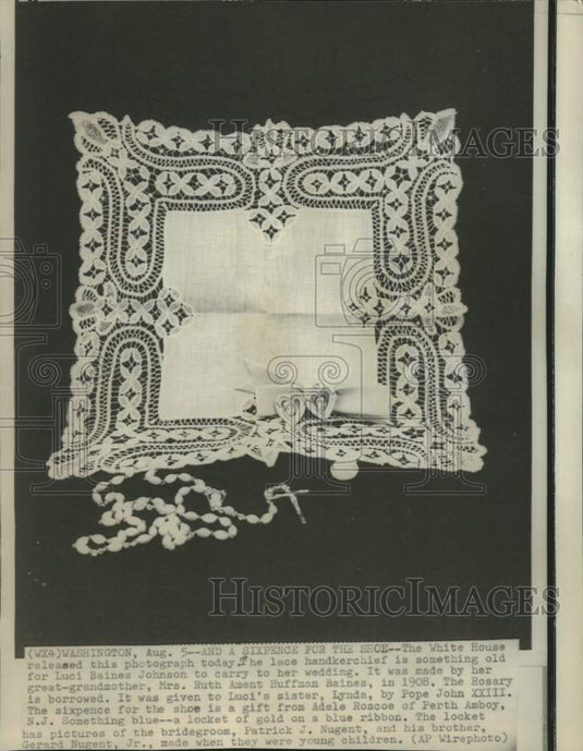 1966 Press Photo Luci Johnson's old, new, borrowed and blue for wedding