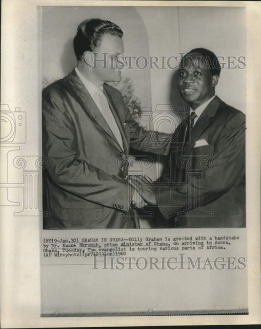1960 Press Photo Billy Graham greeted by Ghana's Nkrumah in Accura. - now30617