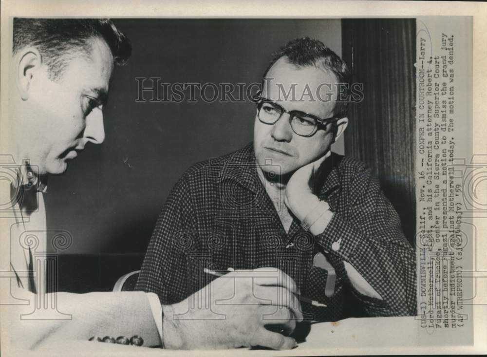 1959 Press Photo Larry Lord Motherwell and attorney at Sierra County Court