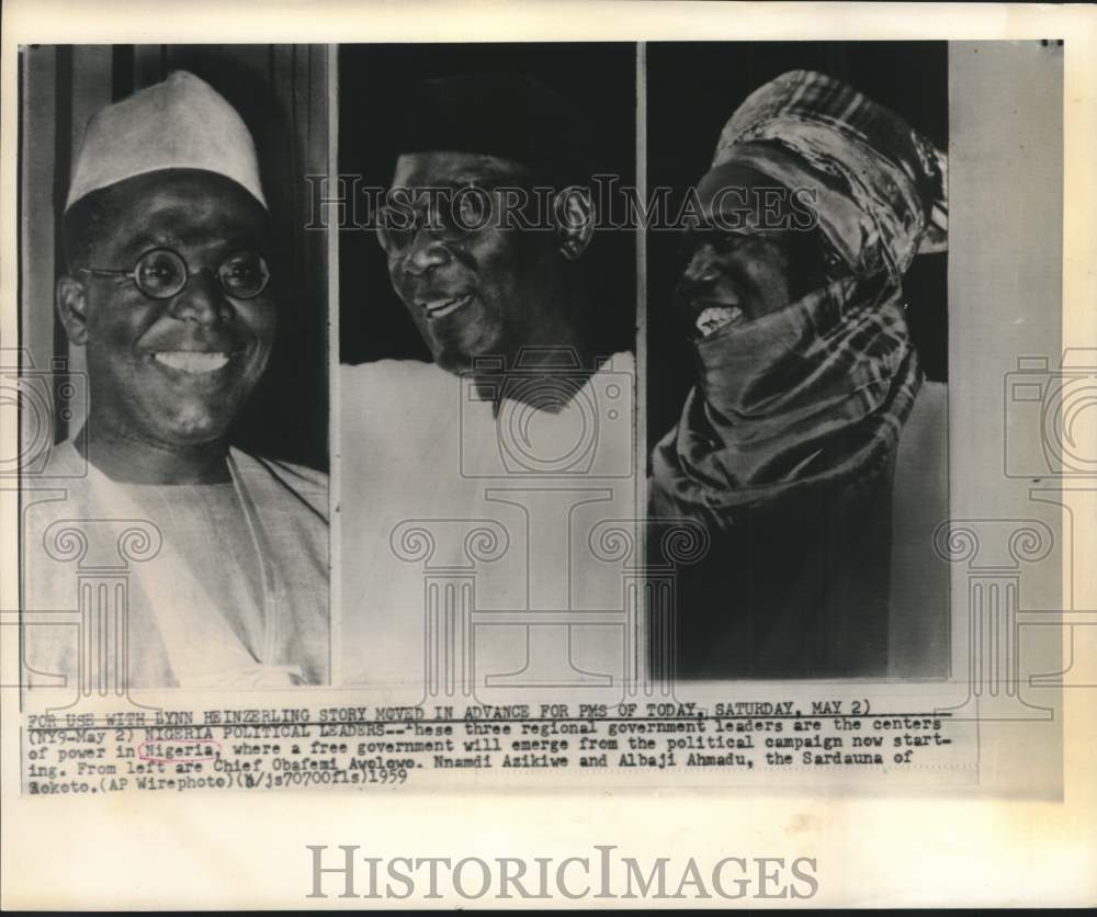 1959 Press Photo Nigeria political leaders in Nigeria - now30834