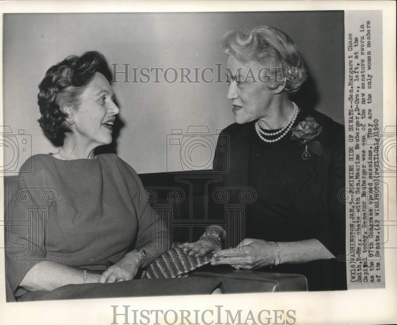 Load image into Gallery viewer, 1960 Press Photo Only women members of Congress are Senators Smith and Neuberger
