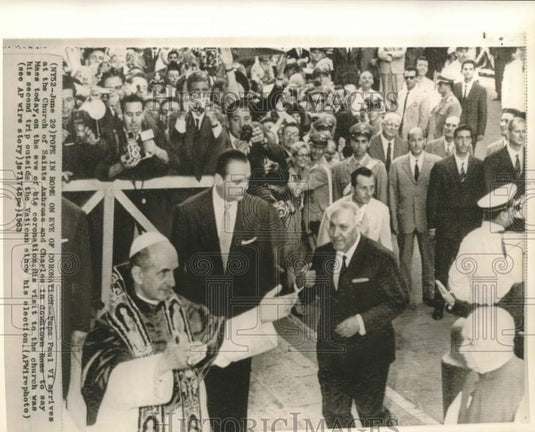 1963 Press Photo Pope Paul IV at Church of Saints Ambrose and Charles in Rome