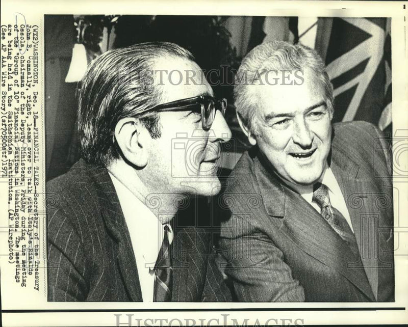 Load image into Gallery viewer, 1971 Press Photo Treasury Secretary Connally and Italy's Ossola of "Group of 10"
