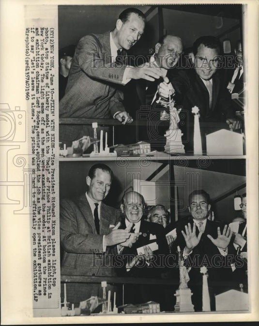 1960 Press Photo Nixon and Prince Philip at British exhibition in New York
