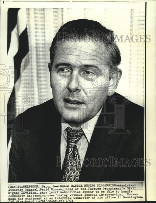 1971 Press Photo Assistant Attorney General David Norman at Washington interview