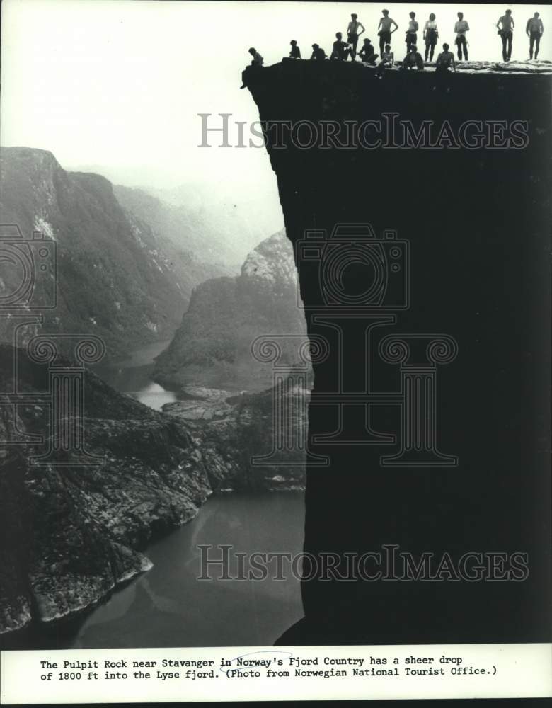 1972 Press Photo Pulpit Rock near Stavanger in Norway&#39;s Fjord Country