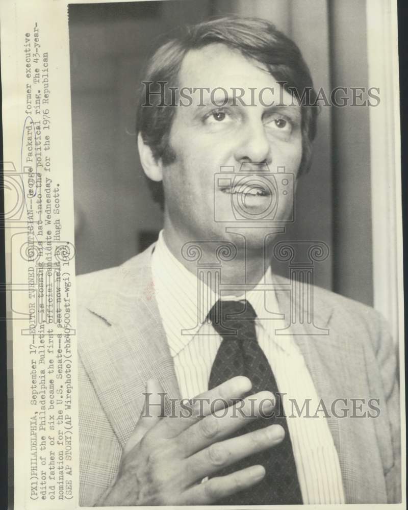 Load image into Gallery viewer, 1975 Press Photo Republican candidate for U.S. Senate George Packard - now31683
