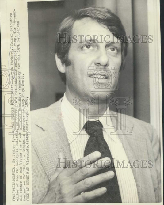 1975 Press Photo Republican candidate for U.S. Senate George Packard - now31683