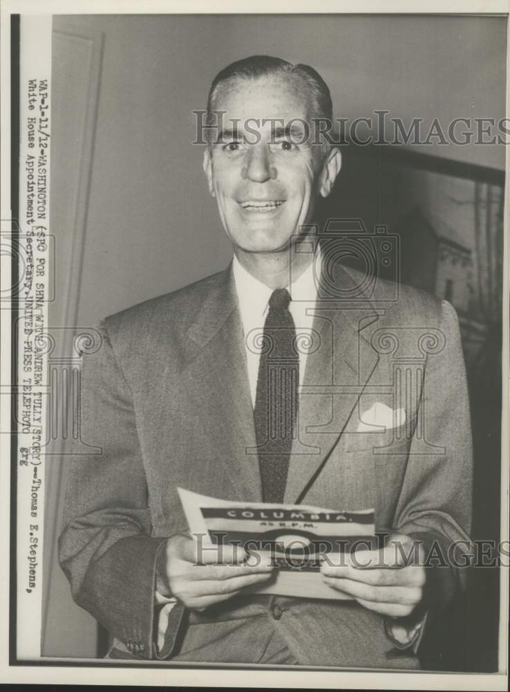 1953 Press Photo Thomas A. Stephens, White House Appointment Secretary.
