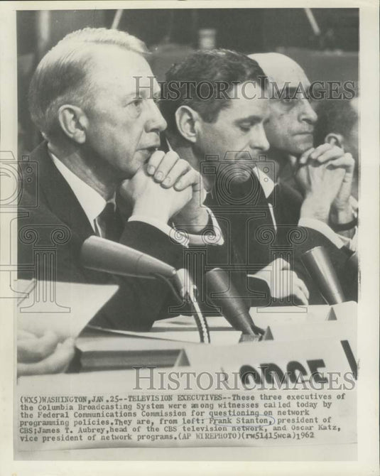 1962 Press Photo CBS' executives Stanton and others at FCC questioning in D.C.