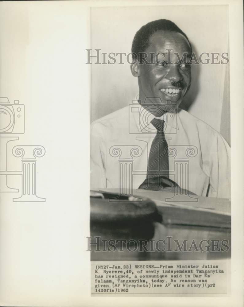 1962 Press Photo Tanganyika Prime Minister Julius Nyerere resigns - now32260