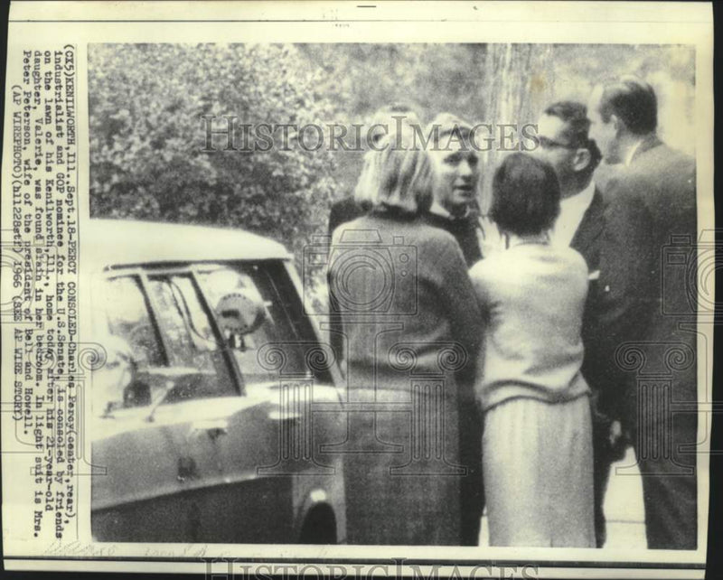 Load image into Gallery viewer, 1966 Press Photo Charles Percy consoled by friends after murder of his daughter

