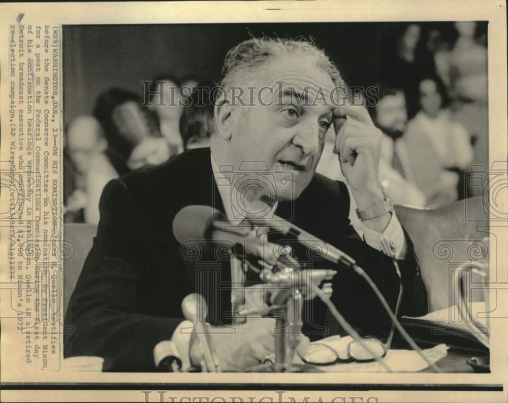 1974 Press Photo James Quello testifies at Senate Commerce Committee in D.C.