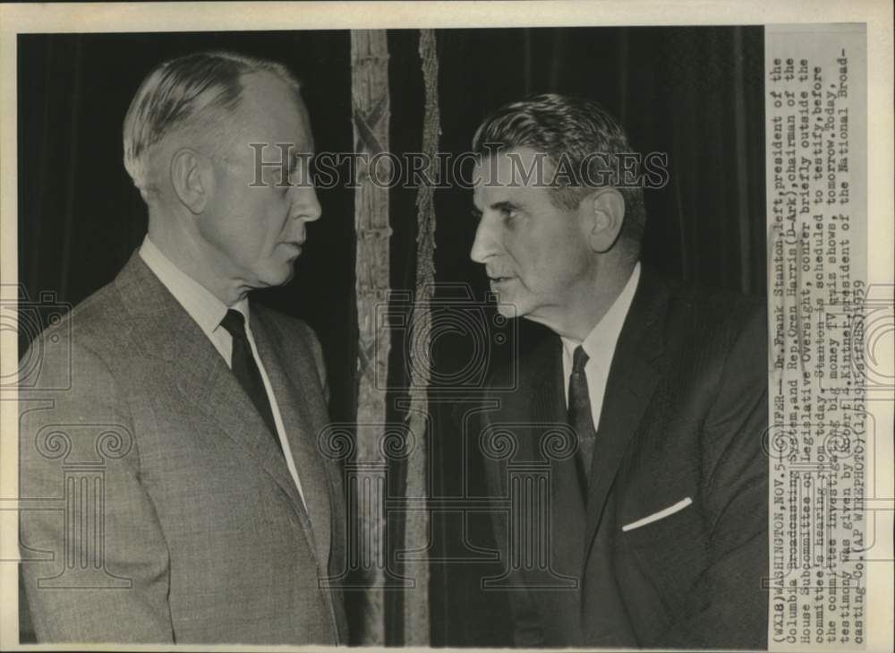 1959 Press Photo CBS President Stanton and Representative Harris confer in D.C.