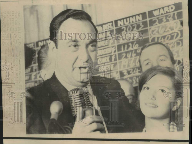 Load image into Gallery viewer, 1967 Press Photo Jennie Lou Nunn listens to father Governor Nunn in Louisville
