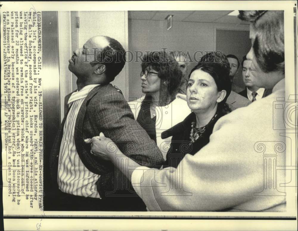 1971 Press Photo Frank Nubin leaves state prison office with wife and attorney