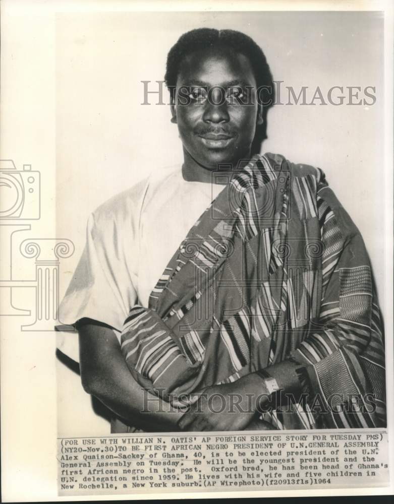 Load image into Gallery viewer, 1964 Press Photo Alex Quaison-Sackey to be first African U.N. President
