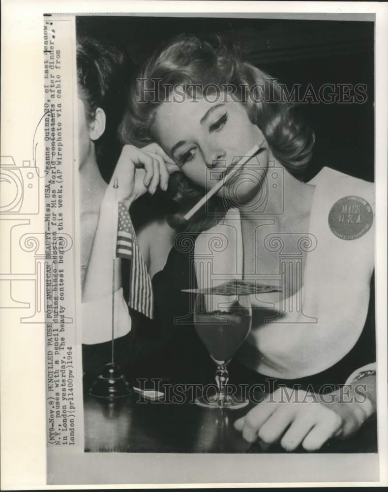 1964 Press Photo Miss USA Jeanne Quinn during bingo for Miss World contestants