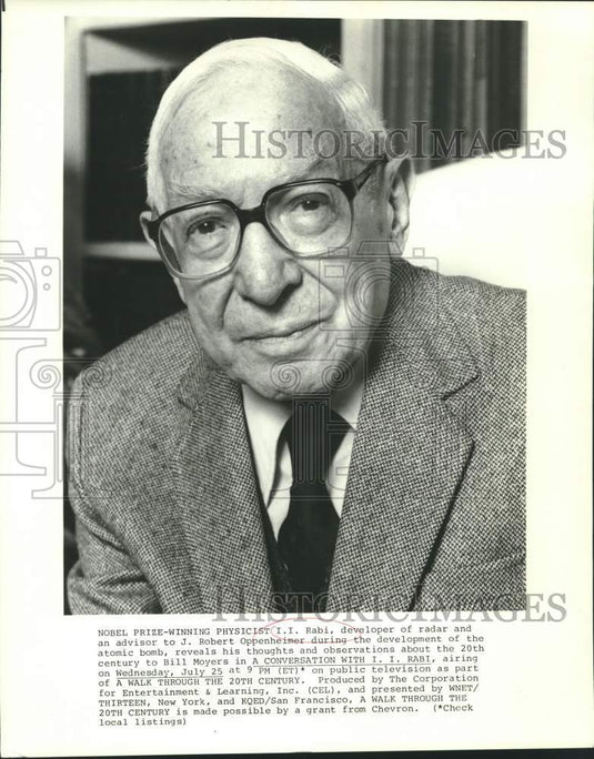 1984 Press Photo Nobel Prize winning Physicist I. I. Rabi on PBS program