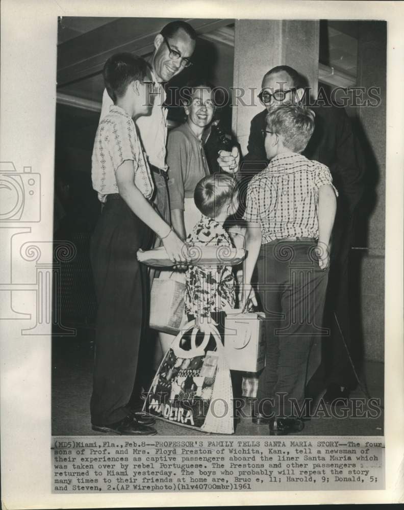 1961 Press Photo Professor Preston&#39;s family tells of Santa Maria captivity