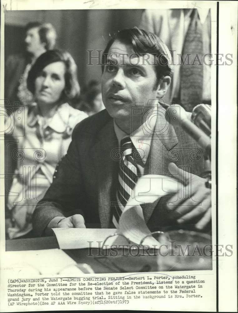 1973 Press Photo Herbert L. Porter appears at Watergate Senate Select Committee