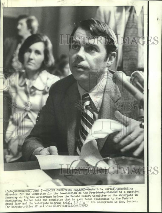 1973 Press Photo Herbert L. Porter appears at Watergate Senate Select Committee
