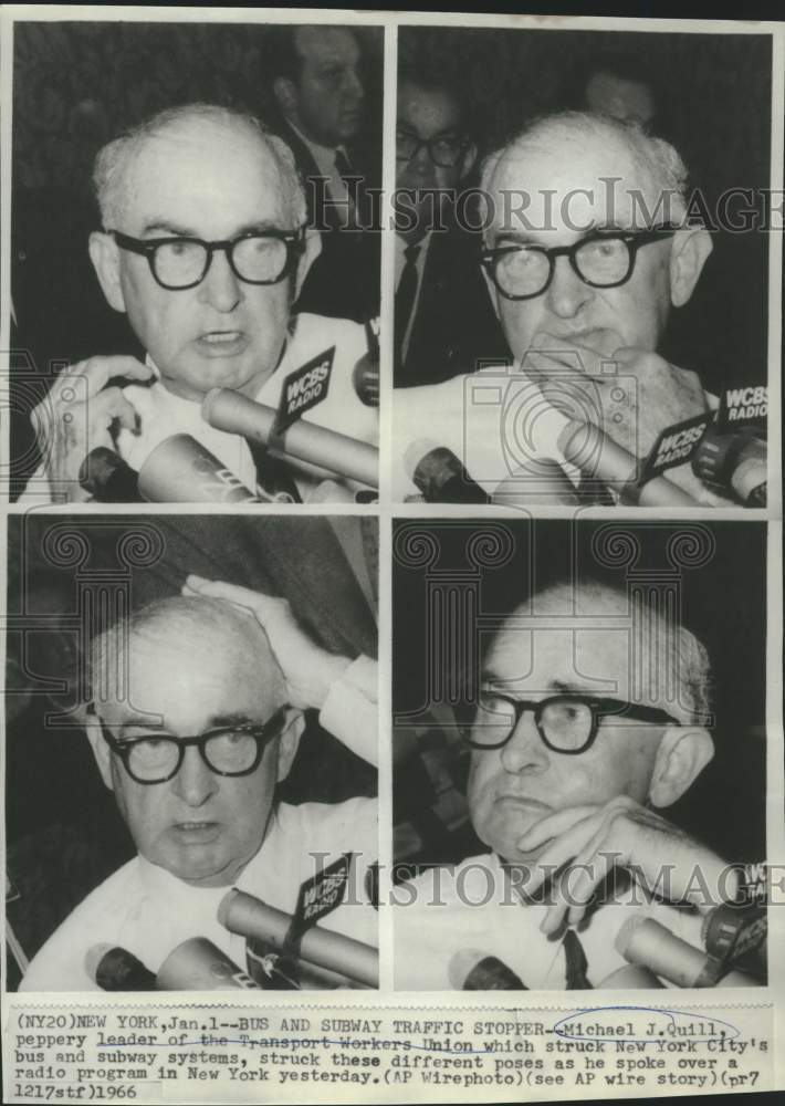 Load image into Gallery viewer, 1966 Press Photo Transport Union President Michael Quill during radio program
