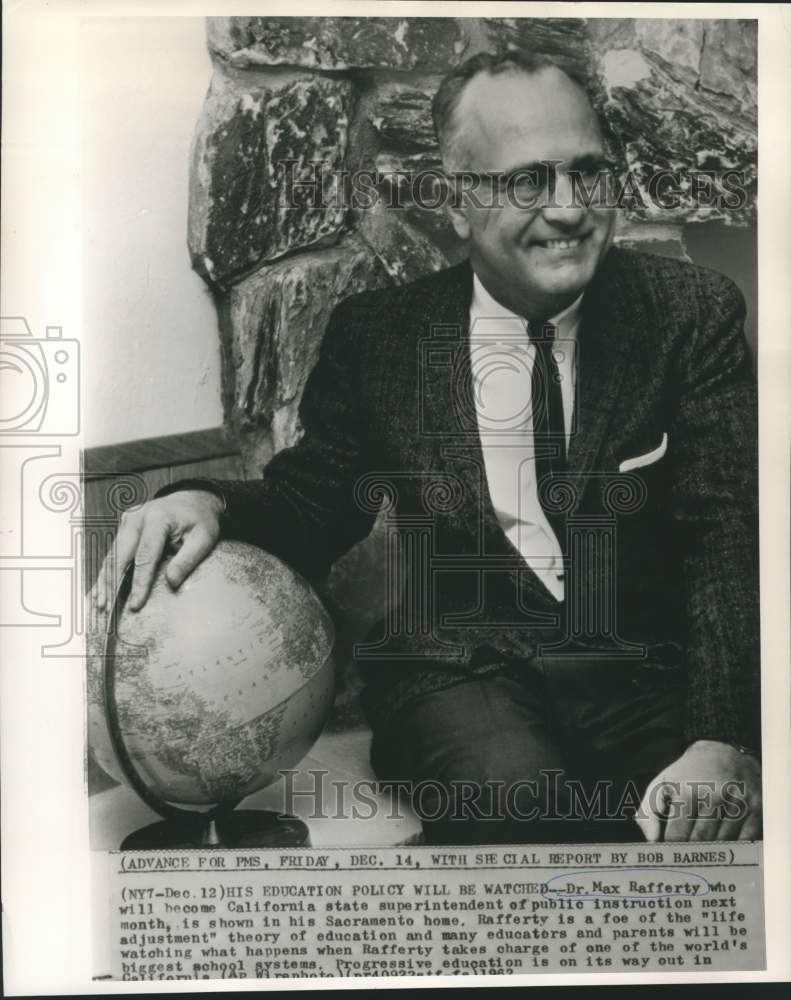 1962 Press Photo California Public Instruction Superintendent Dr. Max Rafferty
