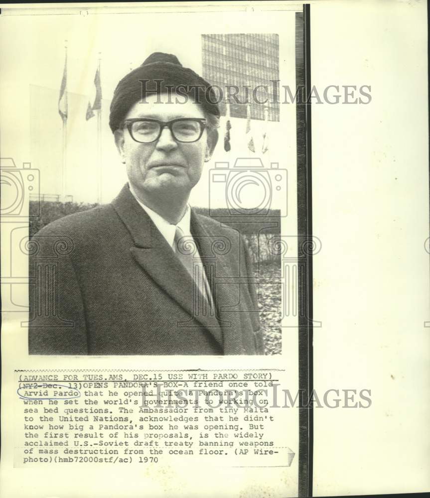 1970 Press Photo Malta&#39;s Ambassador to United Nations is Arvid Pardo - now33652