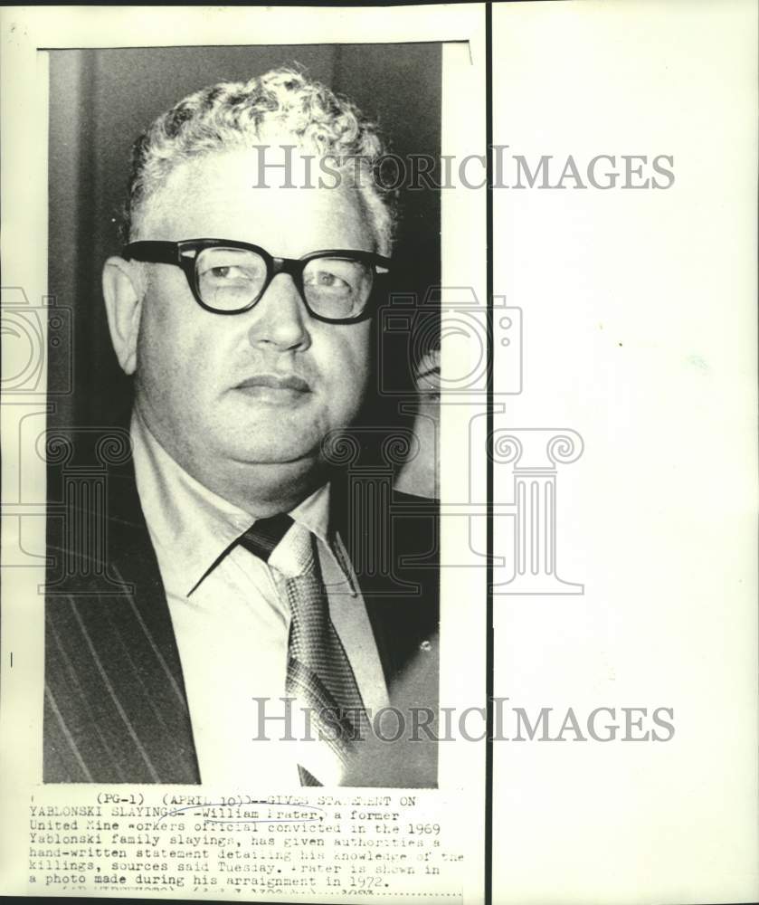 1972 Press Photo William Prater gives statement on Yablonski slaying - now33749