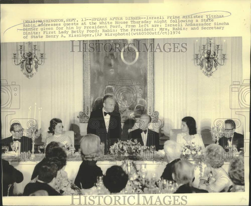 Load image into Gallery viewer, 1974 Press Photo Israel's Prime Minister Yitzhak Rabin speaks at White House
