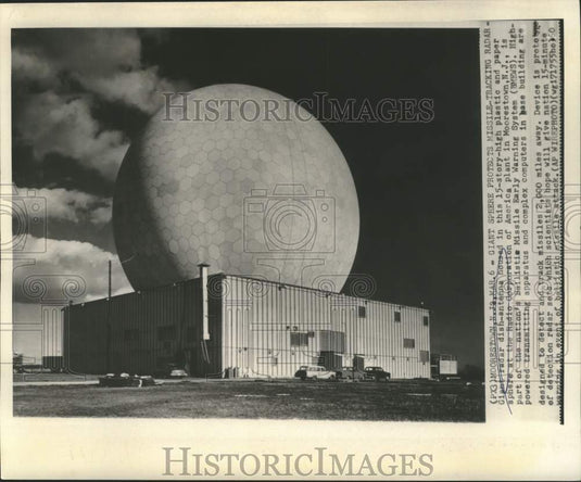 1960 Press Photo Giant sphere protects radar dish-antenna tracking radar