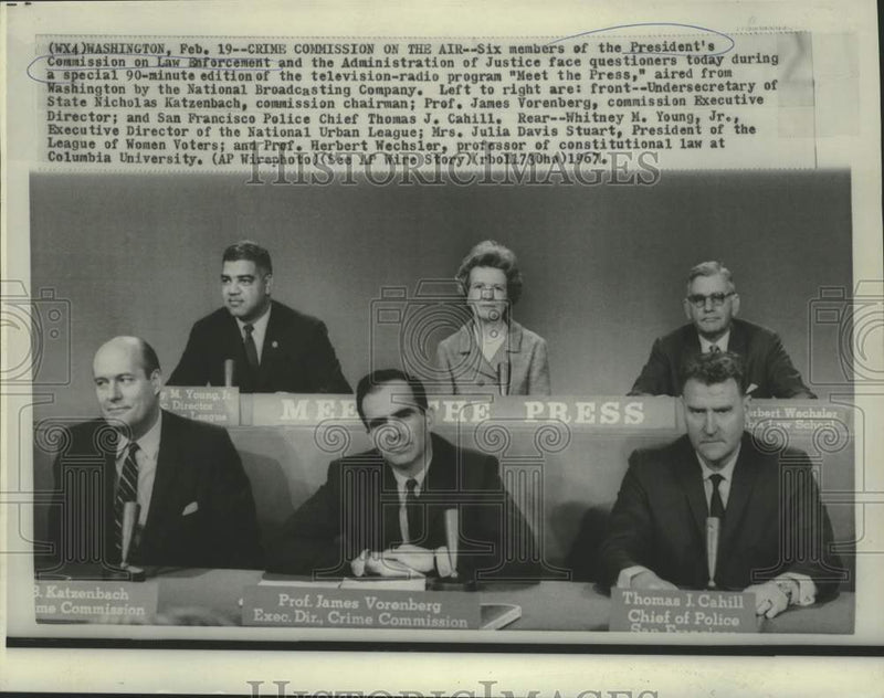 Load image into Gallery viewer, 1967 Press Photo President's Crime Commission members on "Meet the Press."
