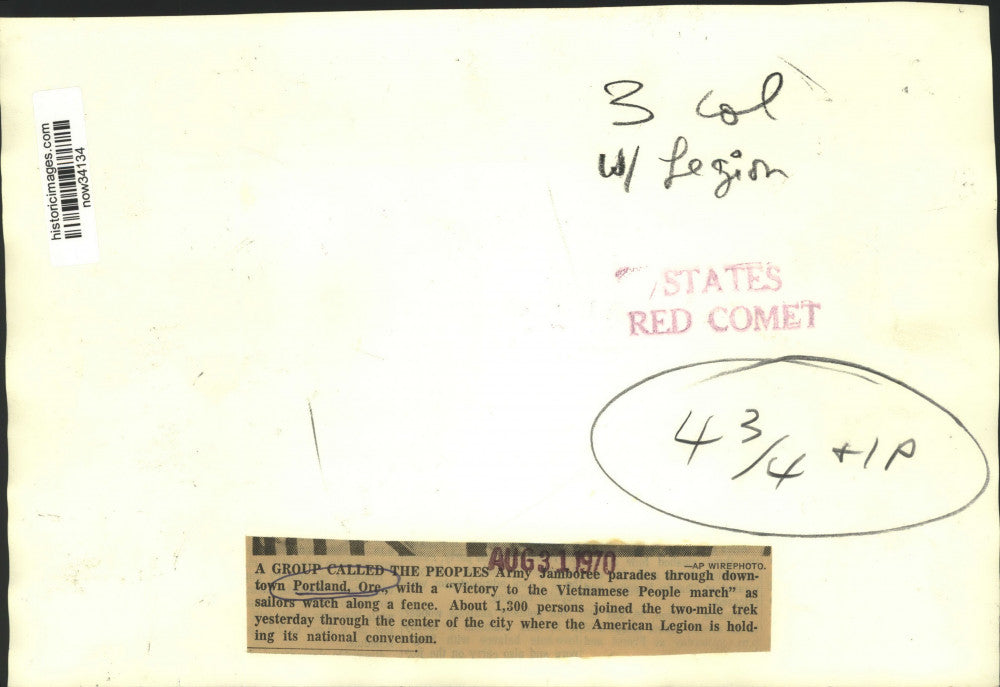 1970 Press Photo Peoples' Army Jamboree parades in downtown Portland, Oregon