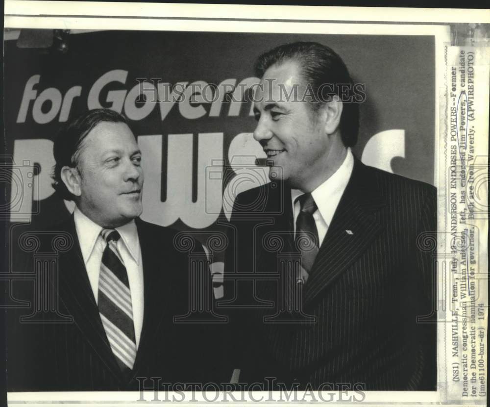 1974 Press Photo William Anderson endorses Jim Powers as Tennessee Governor