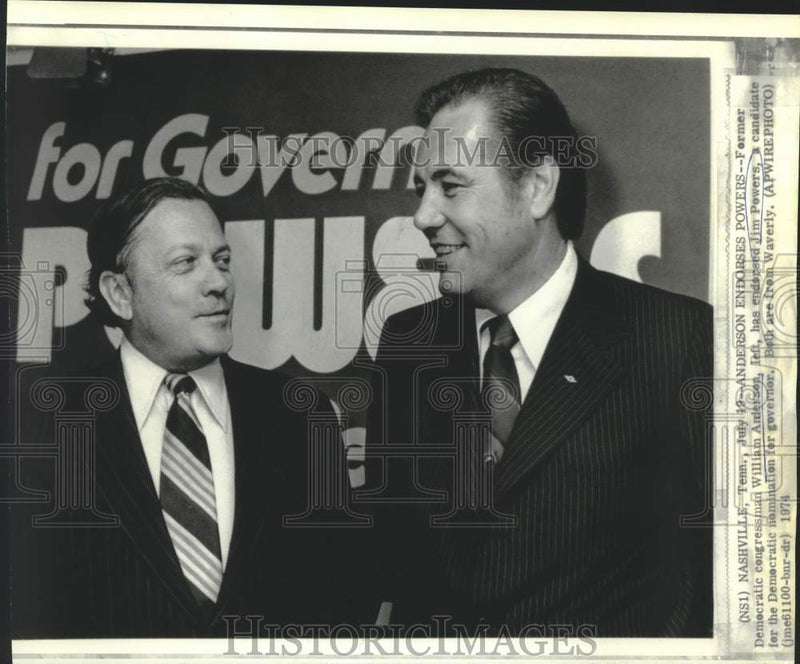 Load image into Gallery viewer, 1974 Press Photo William Anderson endorses Jim Powers as Tennessee Governor
