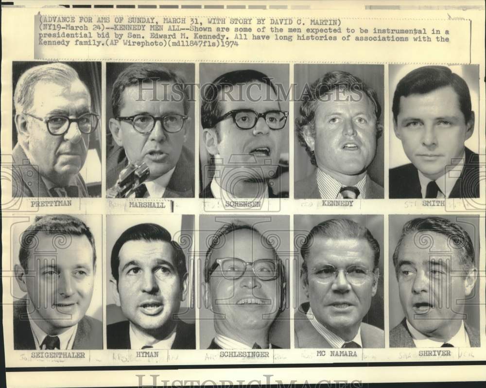 1974 Press Photo Principals in Senator Edward Kennedy presidential bid