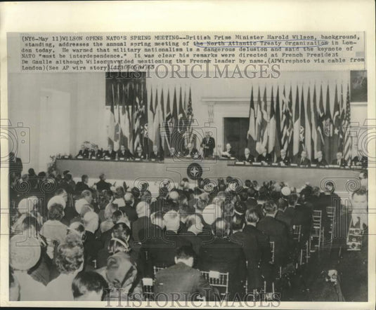 1965 Press Photo Britain's Harold Wilson opens NATO's spring session in London