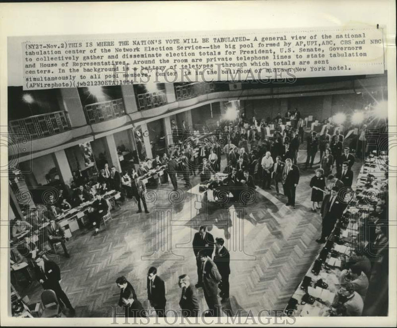 Load image into Gallery viewer, 1964 Press Photo National tabulation center of the Network Election Service
